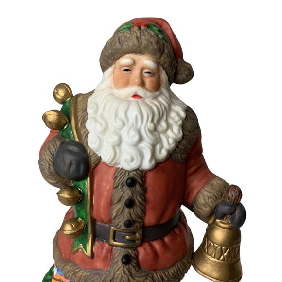 Traditions Christmas Porcelain Santa Claus Figurine Holding Bells Bag of Toys - Picture 10 of 12